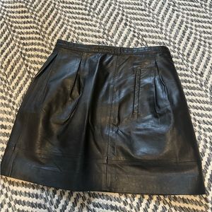JCrew 100% genuine leather mini skirt with pockets